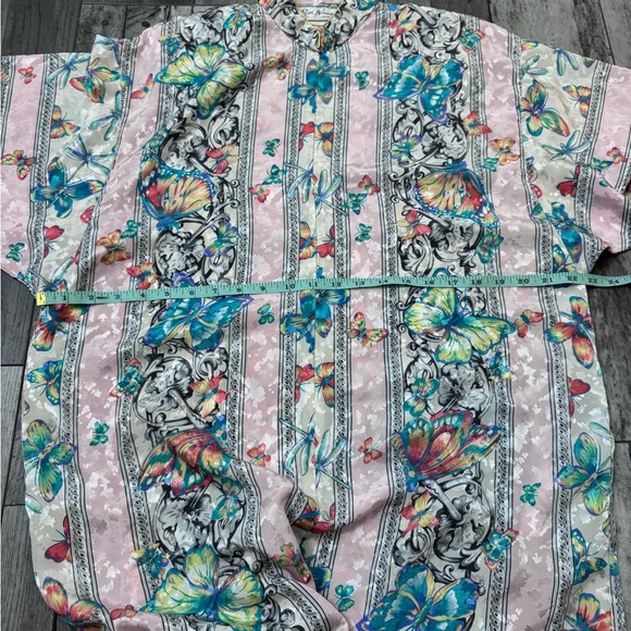 Vintage Ruth Norman Caftan Hostess Mandarin Collar Zip Lounge Dress Butterfly - Picture 2 of 9